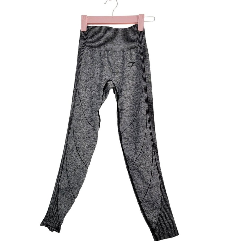 Gymshark Women's Hyper Amplify Seamless Leggings Gray Black Size XS Polyester
